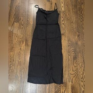 Anthropologie black slip dress - with motif print